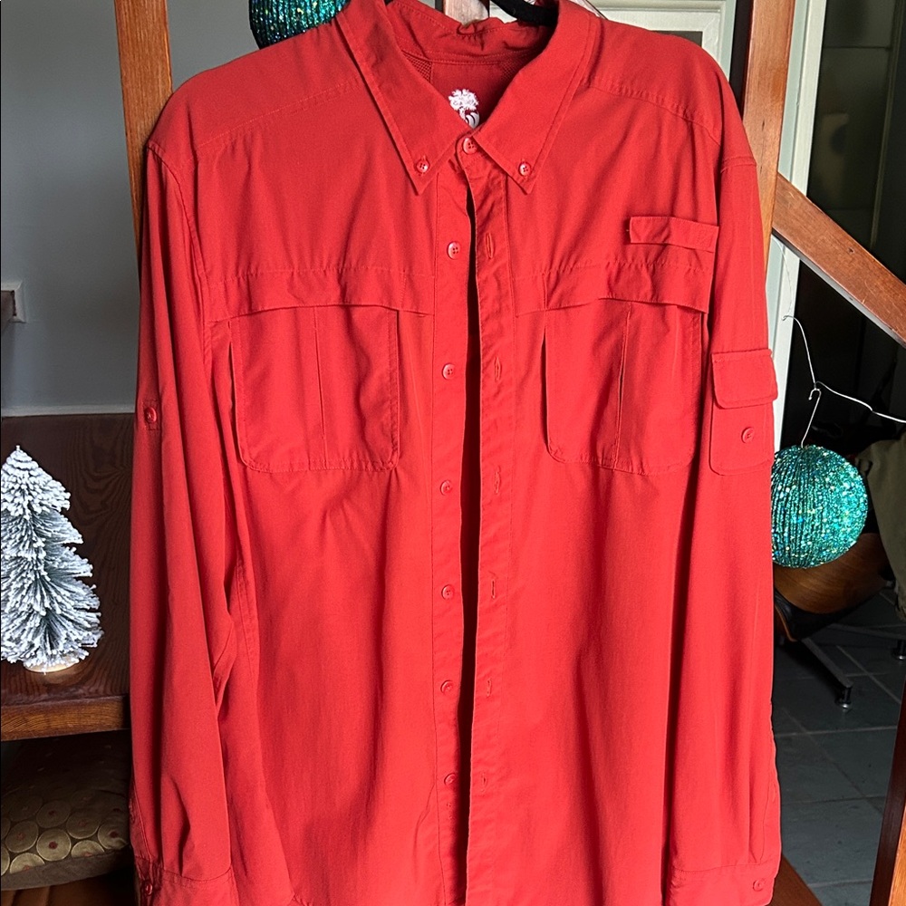 Men's Orange Button-Up Shirt